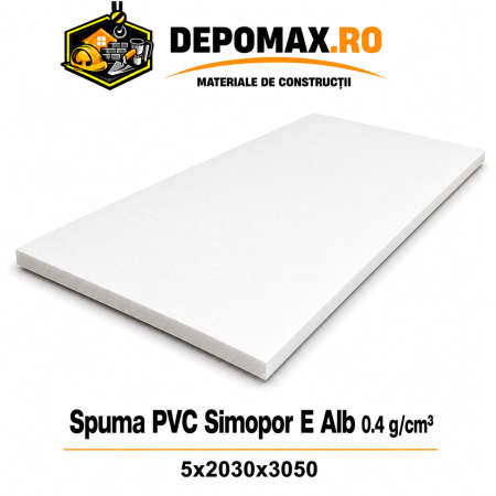 Placa rigida PVC Simopor E Alb 0.4 g/cm3, 5x2030x3050 mm